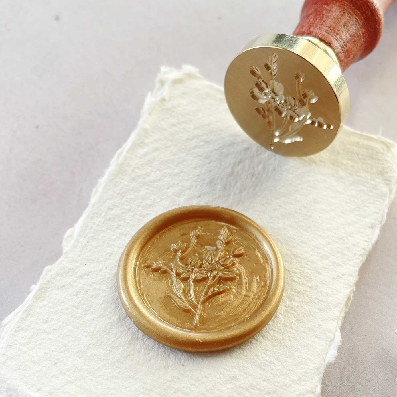 Wild flowers wax seal stamp.  Make pretty wax seals with flowers using a brass sealing wax stamp from The Natural Paper Company