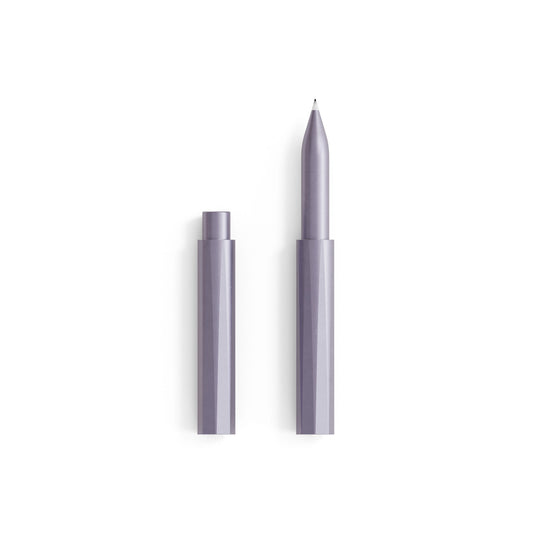 the wren pen in lilac.  Refillable writing pen by Toms Studio.  UK designed and made