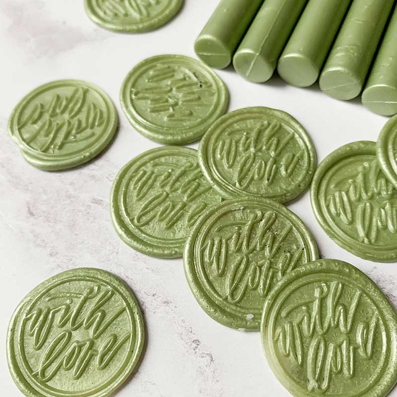 Sealing Wax Stick in Olive Green wax seals thenaturalpapercompany   