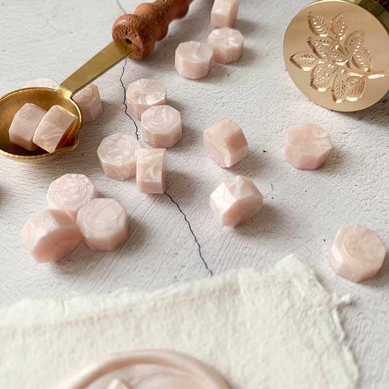 pearlised blush pink sealing wax beads for making wax stamps and seals