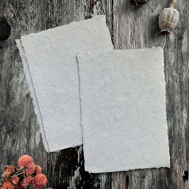 Light Grey Handmade Card with a deckled edge thenaturalpapercompany   