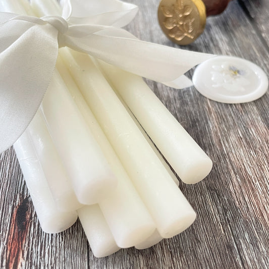 Opaque wax seal wax sticks By The Natural Paper Company.  Make translucent wax seals with our 11mm sealing wax sticks.  Can be used with a glue gun or melting spoon. 