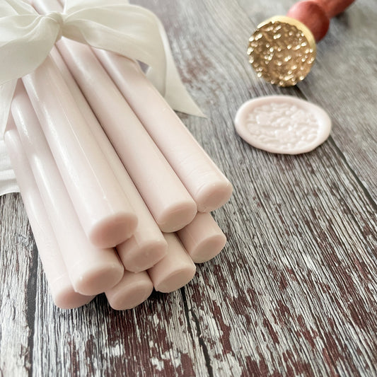 Very pale pink sealing wax sticks.  Light blush pink wax for making wax stamps and envelope seals.  Pastel wax