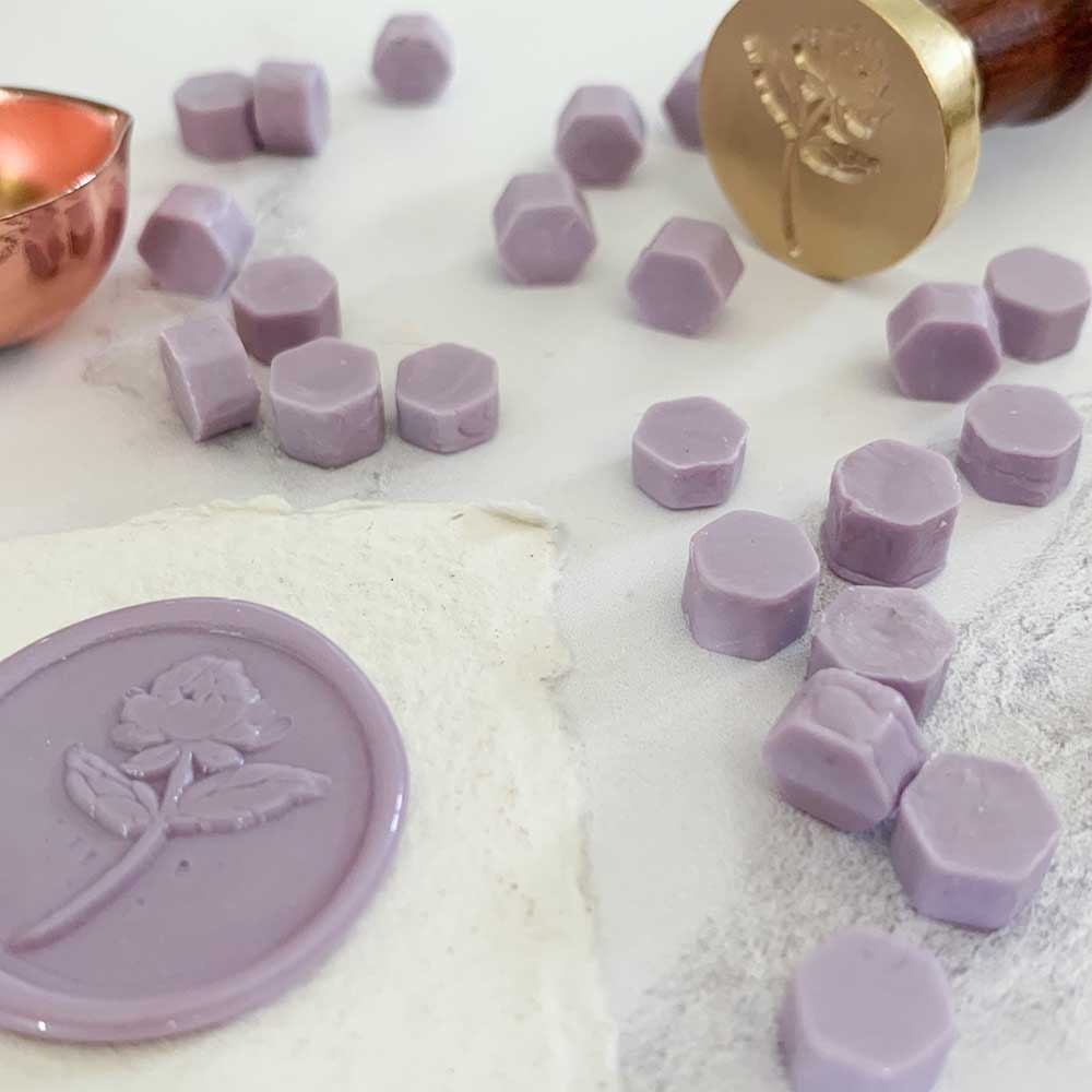 pastel lilac sealing wax to make envelope seals