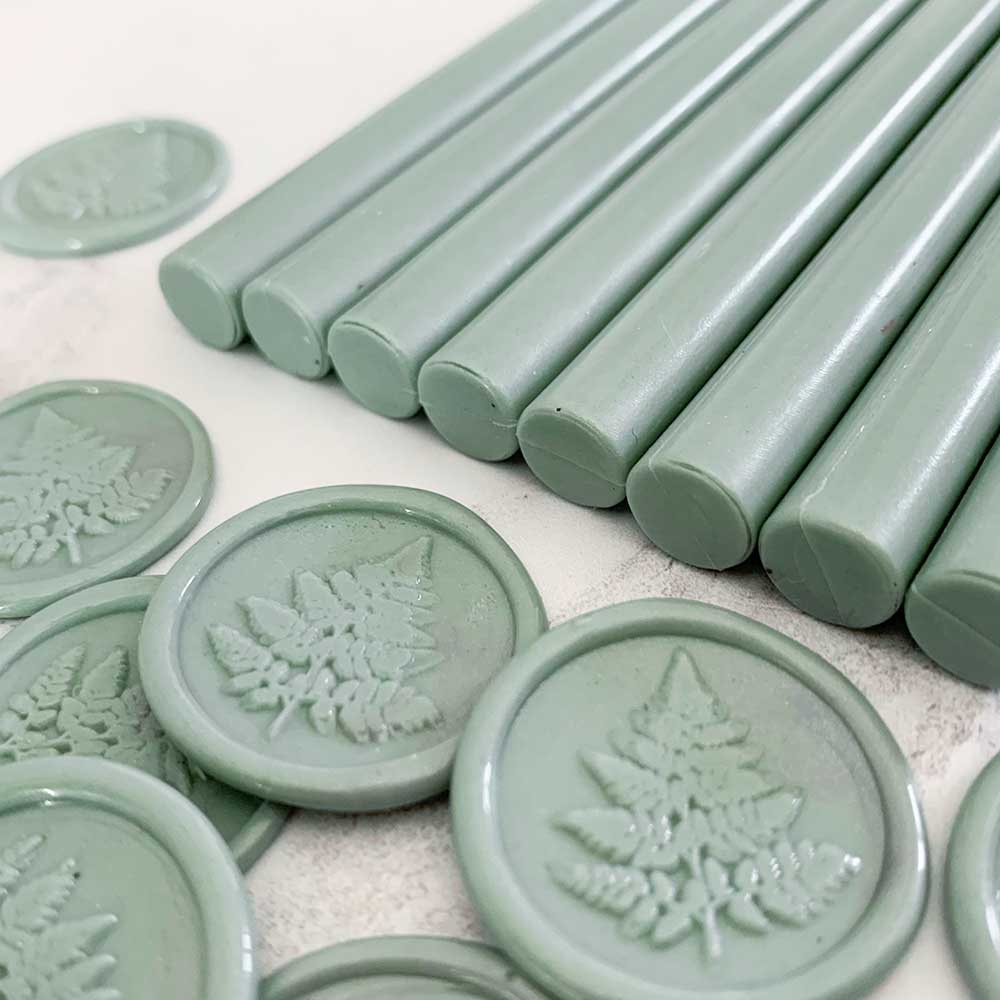 Sealing Wax Stick in Sage Green wax seals thenaturalpapercompany   