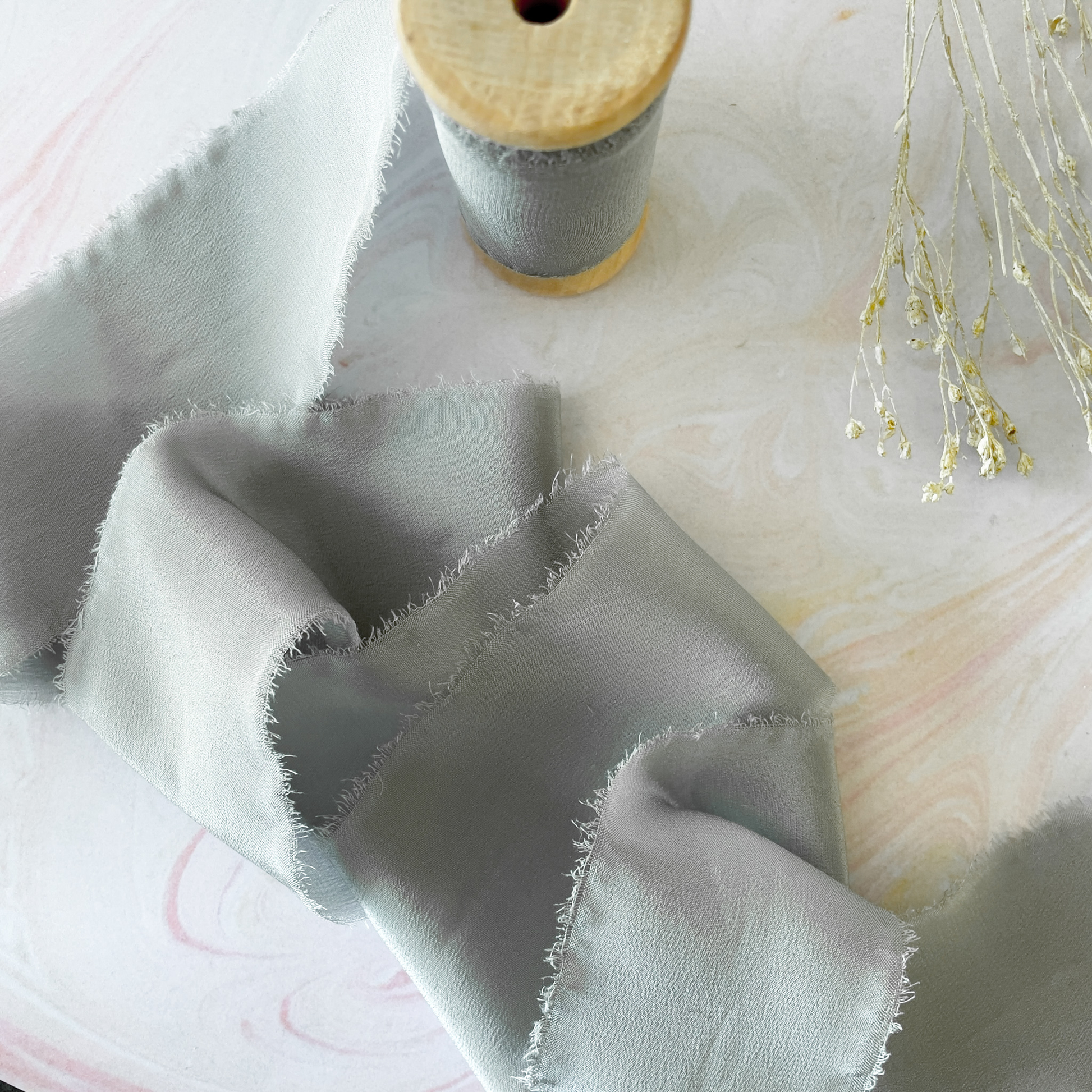 Silk Ribbon in Grey Art & Crafting Materials thenaturalpapercompany 50mm width  