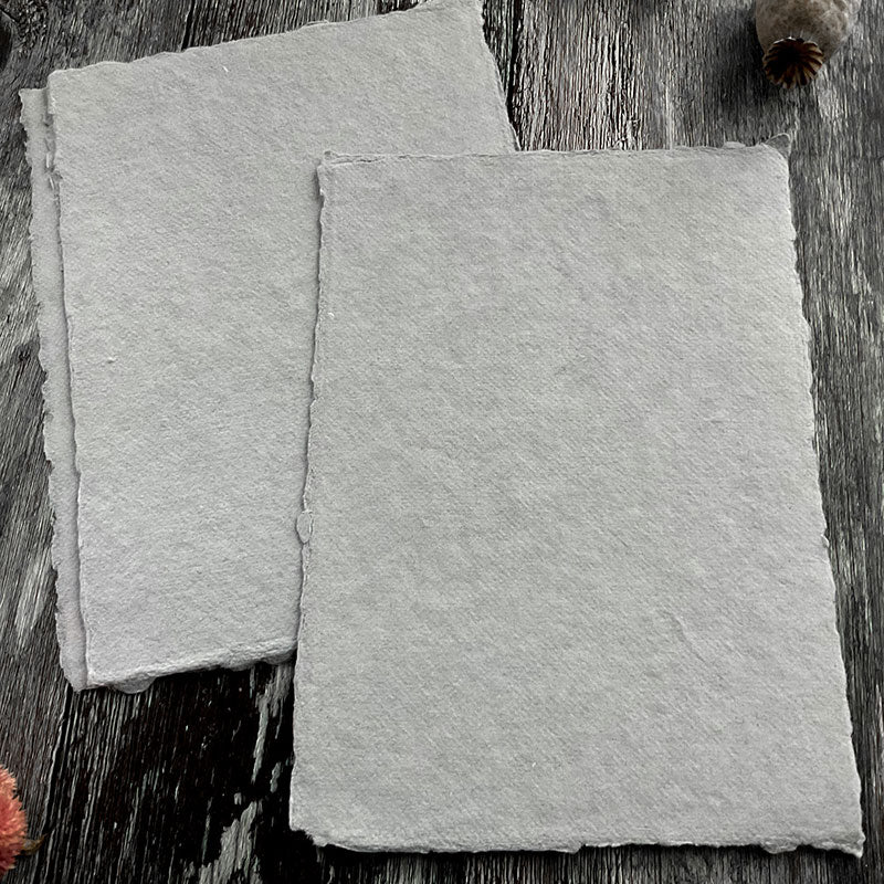 Light Grey Handmade recycled cotton Card with a deckled edge thenaturalpapercompany.com   