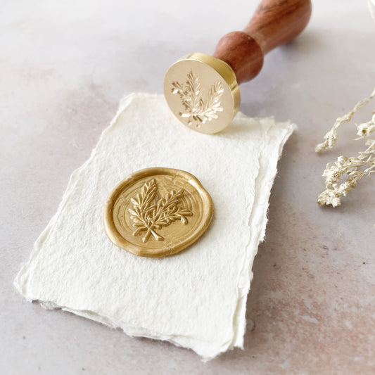 Wax seal with olive branch print.  Natural wax stamp for making wax seals with sealing wax
