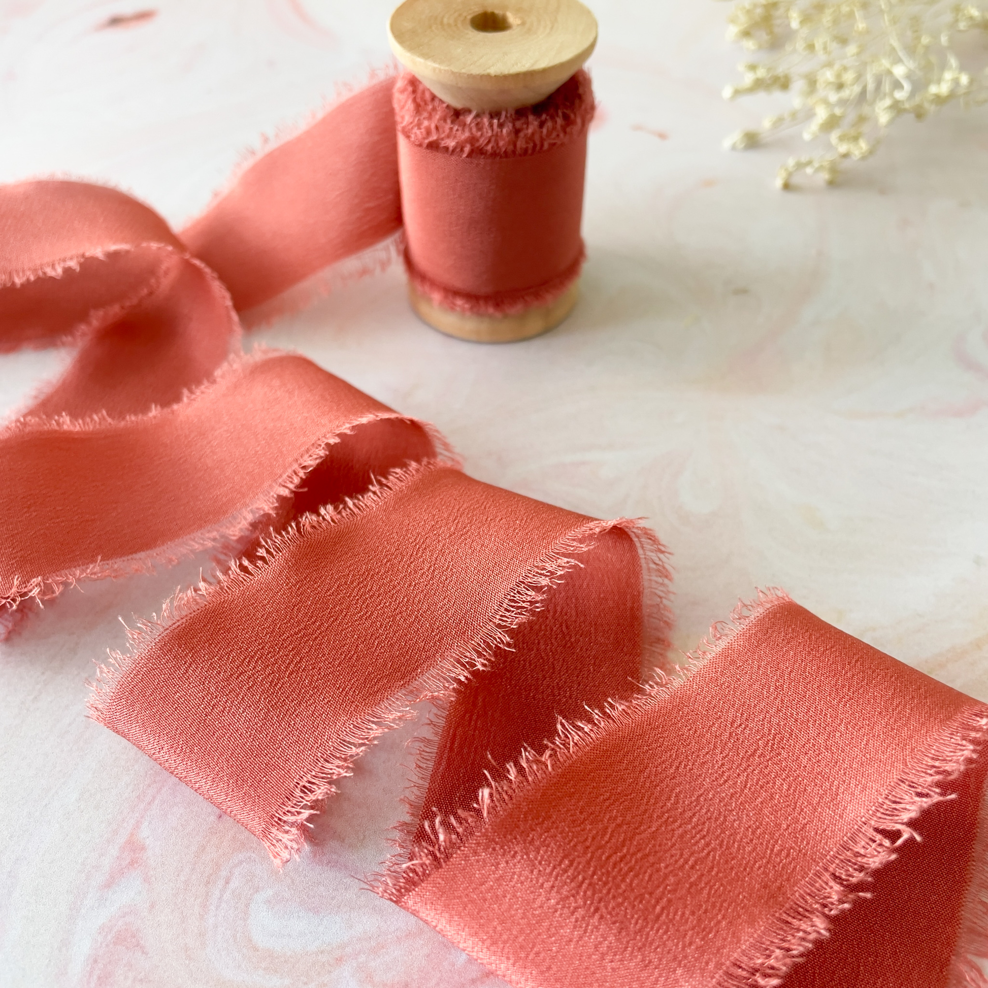 Nude Silk Ribbon / Hand Dyed Silk ribbon on Wood Spool - Shop