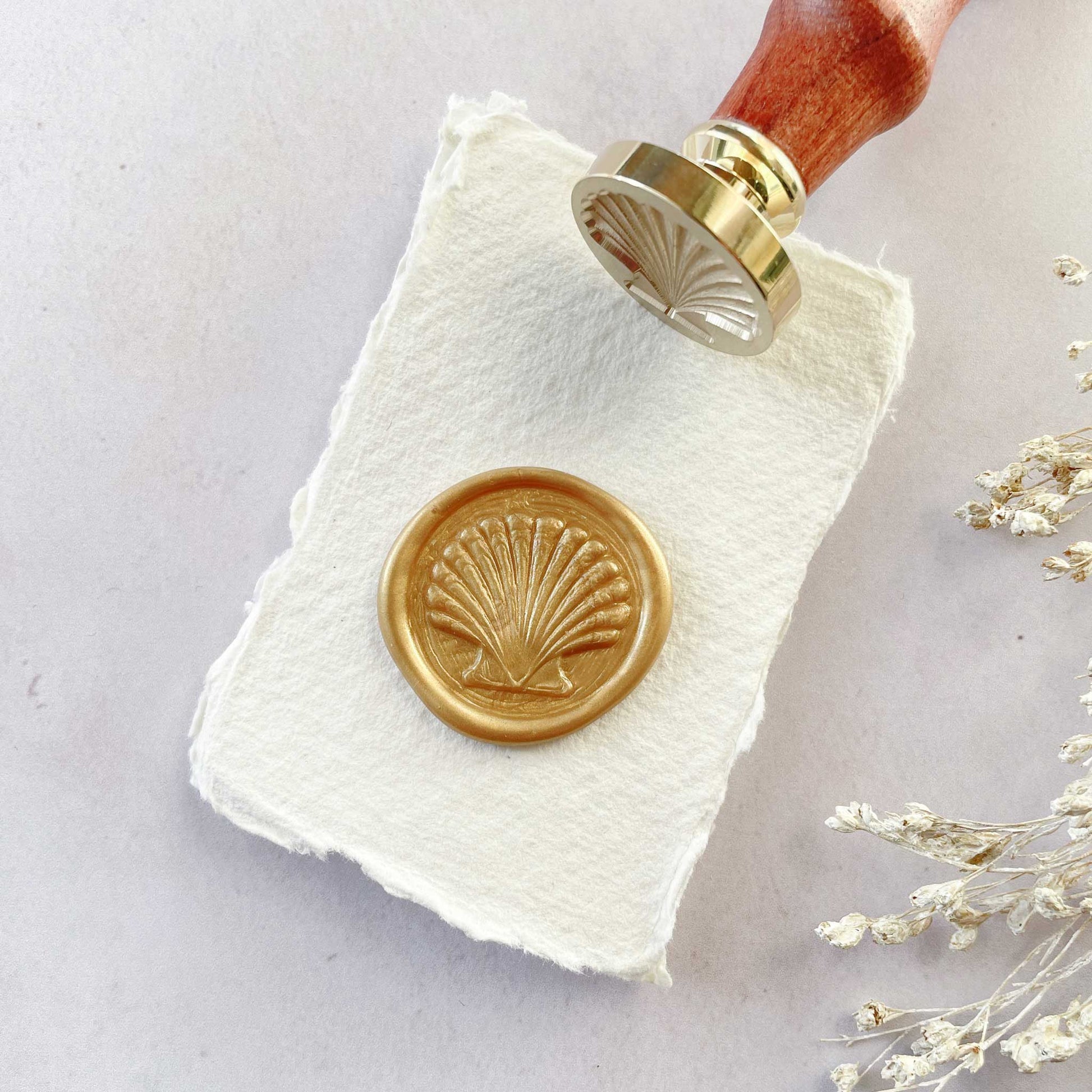 Seashells Wax Stamp by The Natural Paper Company.  Sealing Wax Stamp with a Coastal design.