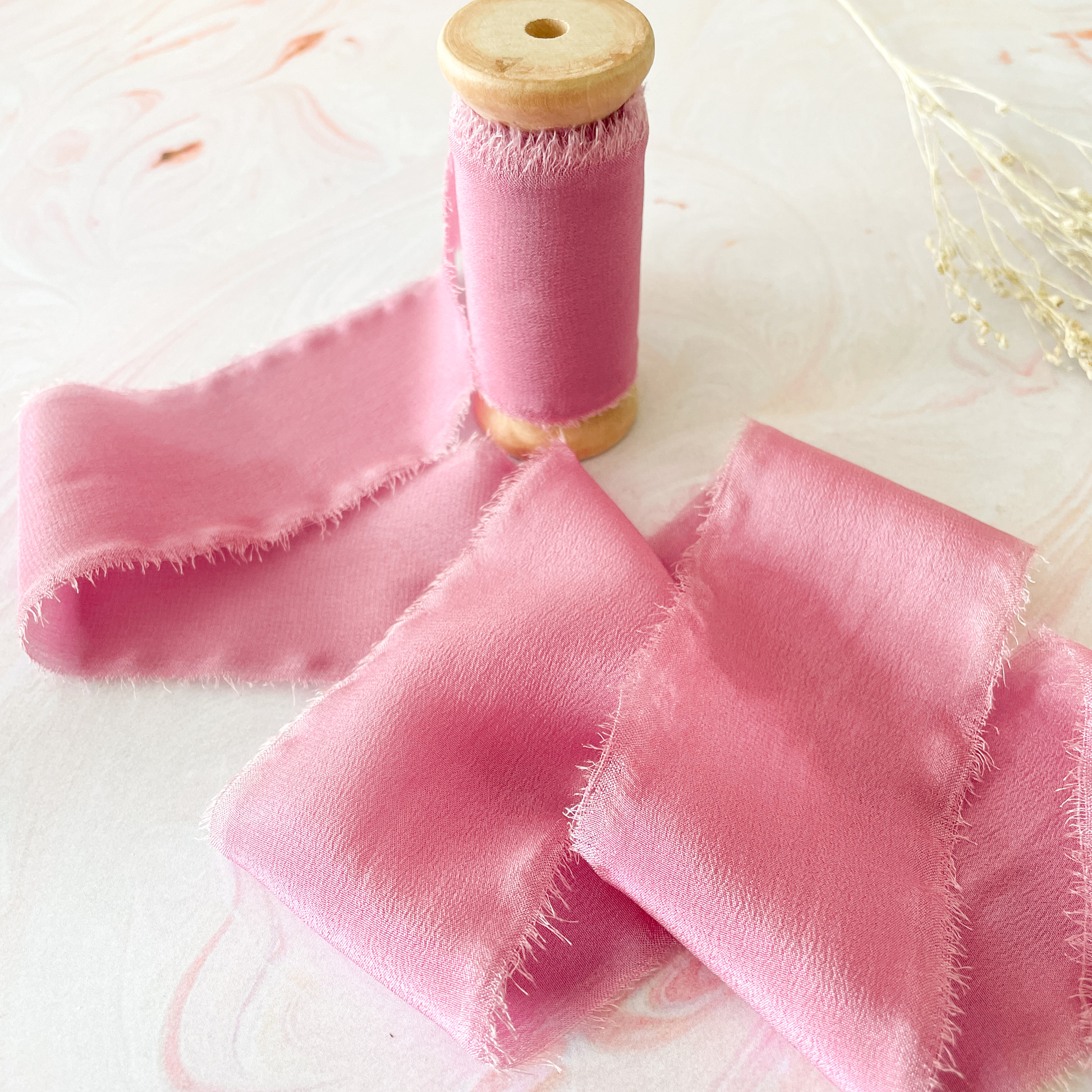 Silk Ribbon in Soft Raspberry Art & Crafting Materials thenaturalpapercompany   