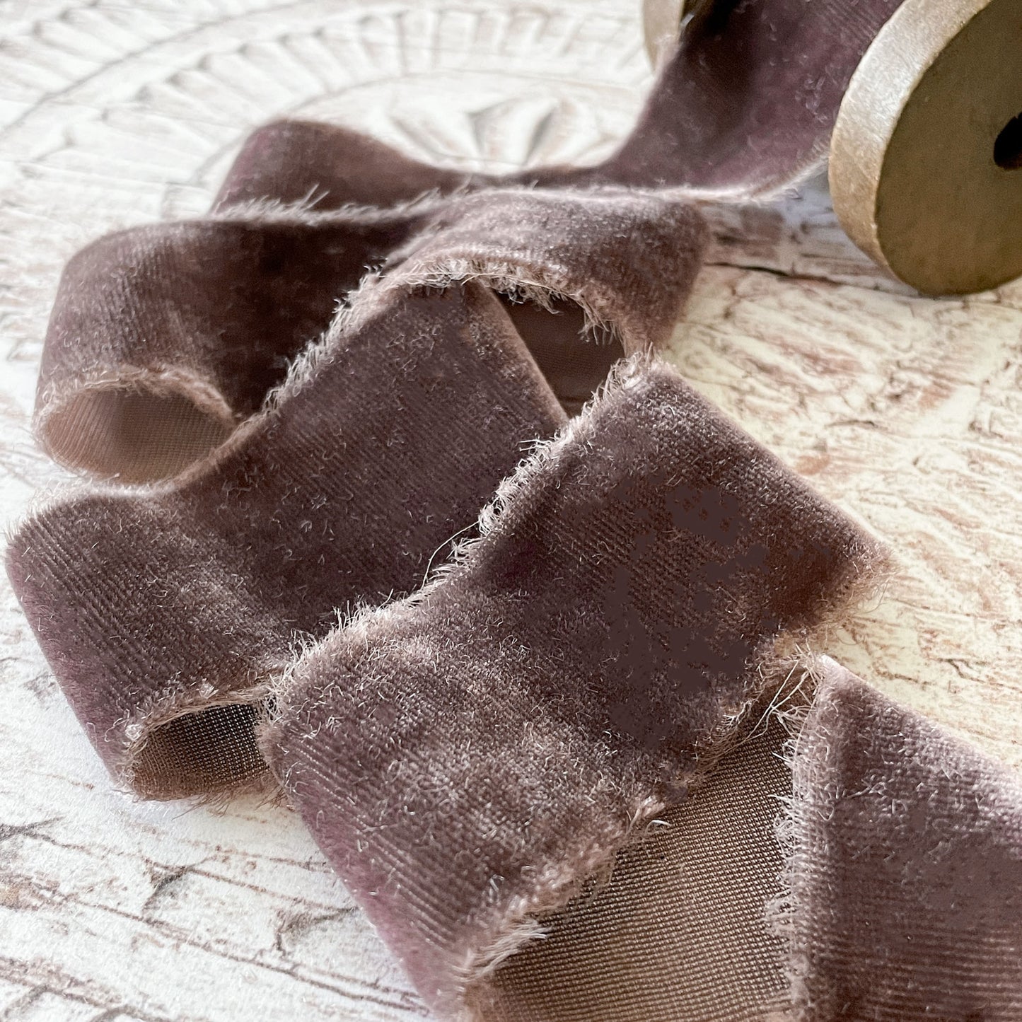 pinky brown colour silk velvet ribbon,  Fine velvet ribbon made from silk.  Mink colour luxury velvet ribbon