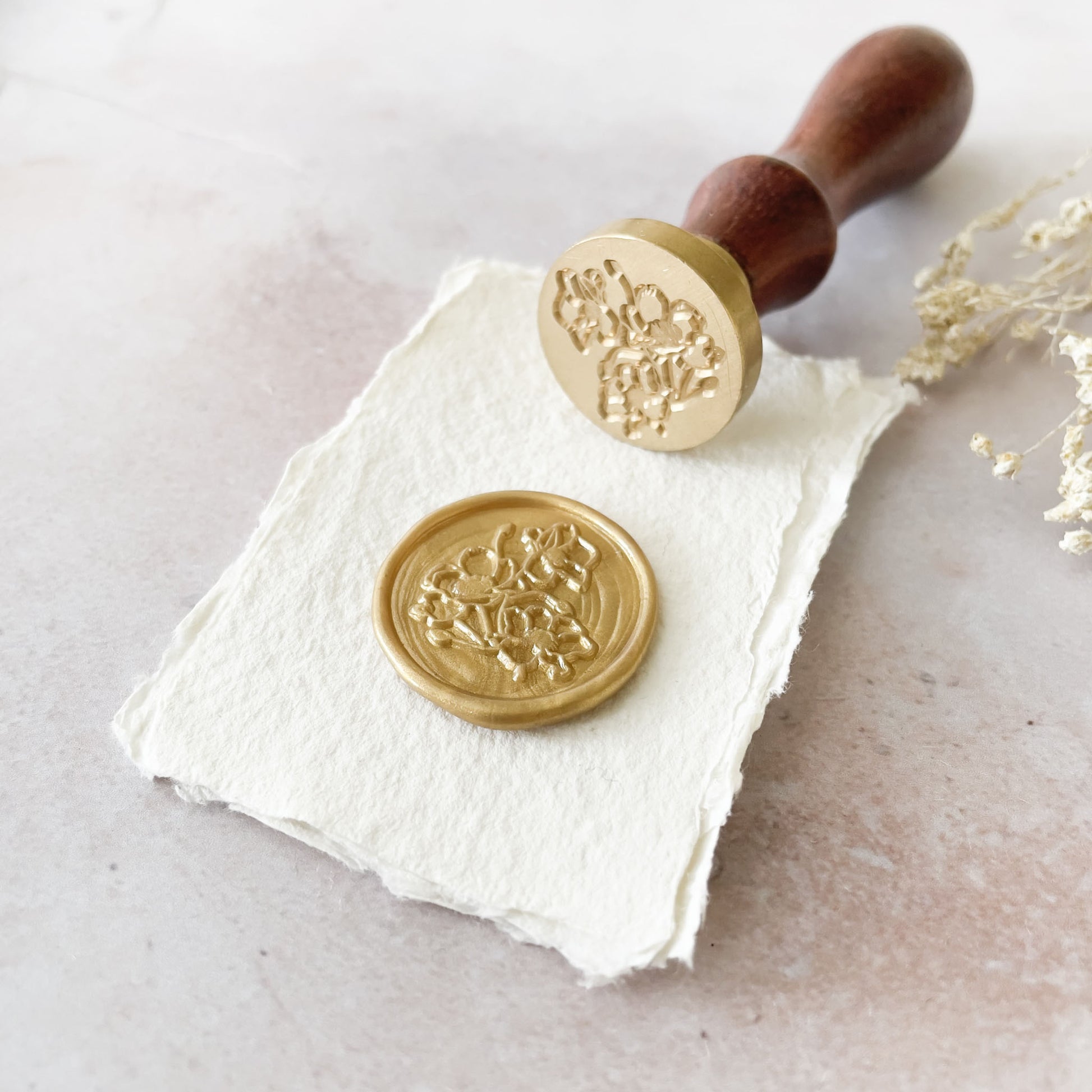 Sealing Wax Stamp with a pretty flowery design.  Wild poppy wax seal stamp By The Natural Paper Company